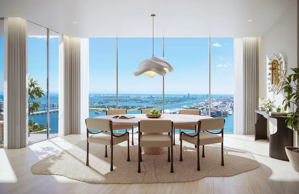 Delano residence interior with floor-to-ceiling windows