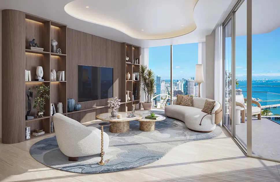 Delano residence living and dining space
